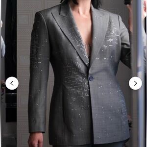 Richard Tyler Charcoal Blazer with Silver Accents